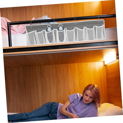 Bedside Hanging Shoe Organizer Non Woven Fabric Mesh Storage Bag with Compartments for Rv and Camper Space Saving Closet Organizer for Shoes and Accessories