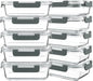 KOMUEE 10 Packs 30 oz Glass Meal Prep Containers,Glass Food Storage Containers with Lids,Airtight Lunch Bento Boxes,Microwave,Freezer and Dishwasher,Gray