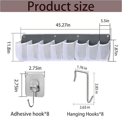 Rv Shoe Storage Solutions, 2 Pcs Hanging Shoe Organizer for Bedside, 16 Extra Large Pocket with Sturdy Hooks And Sticky Hook, Space Organization for Rv Campers More Than Just Shoes (Black)