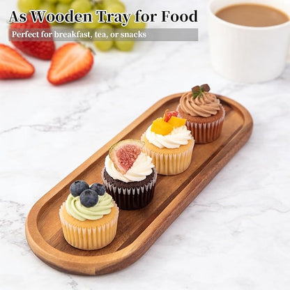 Wooden Vanity Bathroom Trays 2PCS - Wooden Trays for Decor, Countertop and Vanity Tray, Dish Soap Trays for Kitchen Counter, Sink Organizer Accessories Caddy, Toilet Laundry Shower Makeup Holder
