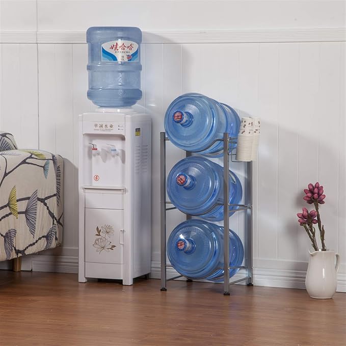 3-Tier Water Rack Stainless Steel Heavy Duty Water Cooler Jug Rack,5 Gallon Water Bottle Holder for Kitchen Office Home,Silver