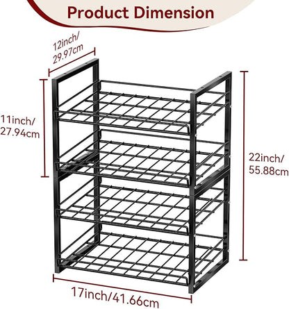 Set of 2 Sturdy Cans Organizer Holder, Stackable Can Dispenser Holds Up to 60 Cans for Pantry, Kitchen, Black