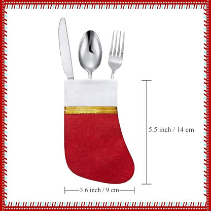 Patelai 30 Pcs Mini Stockings Christmas Bulk Dinner Table Decorations Mini Socks Silverware Holders Knife Spoon Fork Storage for Christmas Table Party Decor(Novel Style)