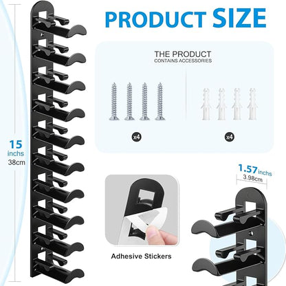 2 Pack Hat Hook Organizer for Baseball Caps, Hat Hanger Holder for 20 Caps, Wall Hat Rack with Strong Adhesive, Multilayer Cap Storage Hooks for Closet Door and Bedroom (Style B-Black)