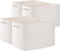 OIAHOMY 4 Pack Storage Baskets for Organizing, Cube Storage Bins for Shelves, Rectangle Storage Baskets With Handles, Woven Baskets for Storage, 16''Lx12''Wx8''H, White