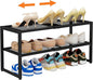 2 Tier Shoe Rack Organizer for Closet and Entryway, Expandable & Stackable Metal Shoe Storage Shelf, Adjustable Small Shoe Rack (17.52-28.74 in), Black