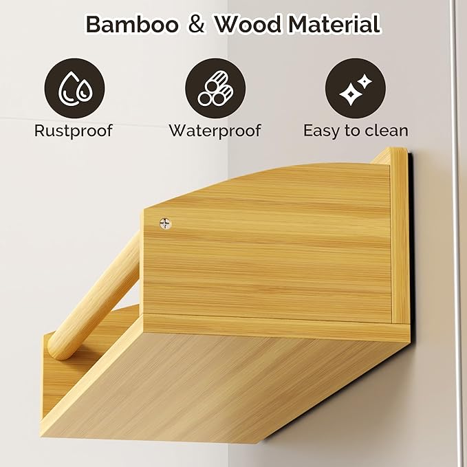 Mystozer 2 Pack Magnetic Spick Rack for Refrigerator, Fridge Organizer Shelf Kitchen Appliances Kitchen Essentials Kitchen Organization Kitchen Storage Kitchen Essentials(Bamboo Wood)