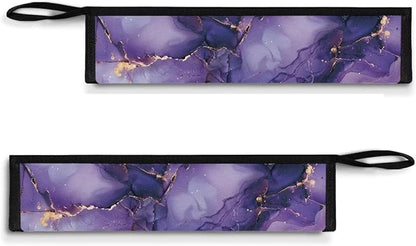 Purple Marble Tableware Storage Pouch Portable Cutlery Bag Straw Carrying Case Cutlery Drawstring Net Bag Travel Bag for Straws, Knife, Fork, Spoon, Chopsticks