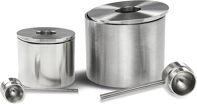 Grind Gourmet Salt Cellar, Spice Jars Stainless Steel, Storage Spice Jars Silver Cellar With Spoon Solid Stainless Steel Holder (Large, Silver)
