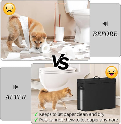 NAMTSO Bathroom Toilet Paper Storage with Lid - for Up to 12 Rolls | Storage Bins with Lids for Towel or Yarn | Free Standing | Foldable | Moisture Resistant | Clear Plastic Window | Black | 1 Pack