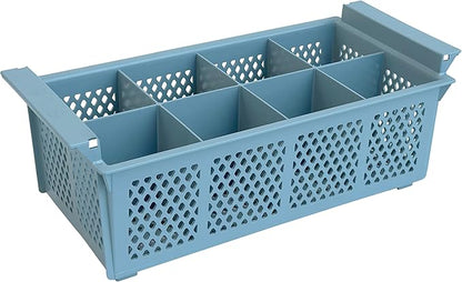 Flatware Rack – 8-slot Plastic Cutlery Basket – Large 16" Organizer for Knives, Forks, Spoons, Silverware, Kitchen Utensils, Essentials, Craft & Office Supplies – Dishwasher Basket