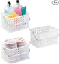 iDesign Portable Shower Caddy Basket with Handle for Dorm or Bathroom, Set of 3, Frost, Made in USA