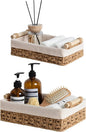 StorageWorks Bathroom Baskets for Organizing, Small Wicker Basket for Bathroom Organizer, Round Paper Rope Storage Basket for Bathroom Countertop, Set of 2