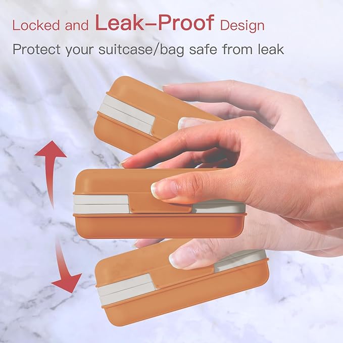 Quatish Leakproof Bar Soap Holder Dish with Lid for Shower, Portable Travel Soap Case Box for Gym, Camping, Hiking, Outdoor Use, Travel Size Toiletries Essentials, Keeps Soap Dry, Orange