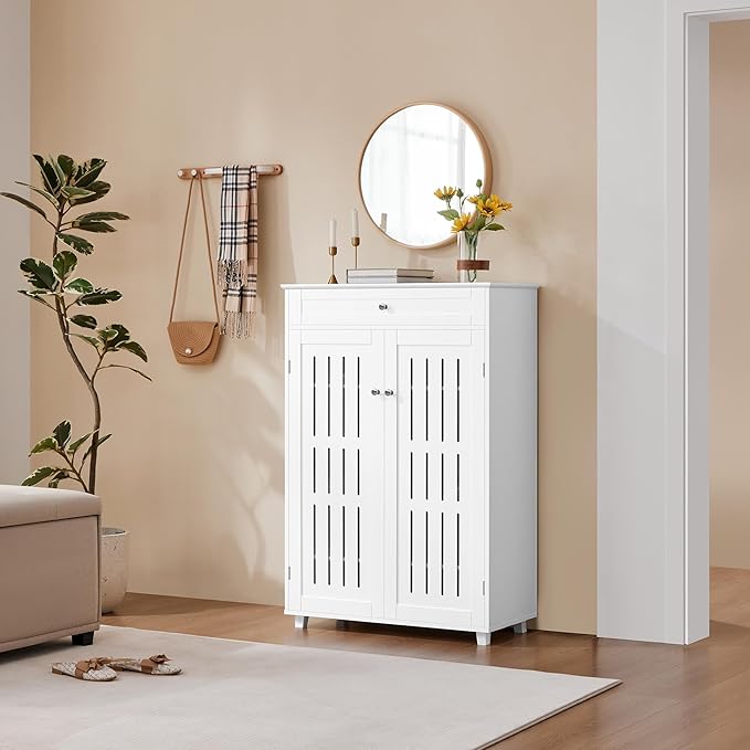 Topeakmart Shoe Storage Cabinet, 5 Tier Adjustable Shoes Organizer with Drawer, Freestanding Shoe Rack for Entryway, Foyer, Hallway