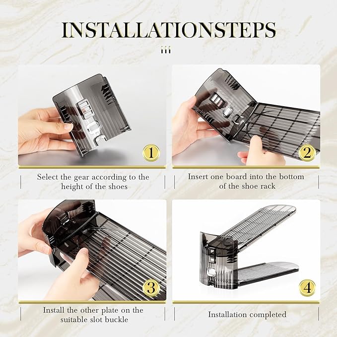 Shoe Slots Organizer 12 Pack - Shoe Stacker,3 Levels Adjustable,Space Savers 50%,Double Layer Holders for Closet (Black),Organizador de Zapatos