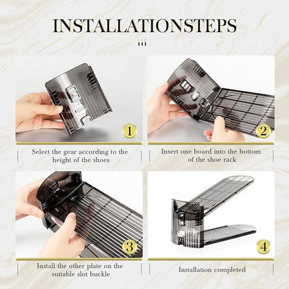 Shoe Slots Organizer 20 Pack - Shoe Stacker,3 Levels Adjustable,Space Savers 50%,Double Layer Holders for Closet (Black),Organizador de Zapatos