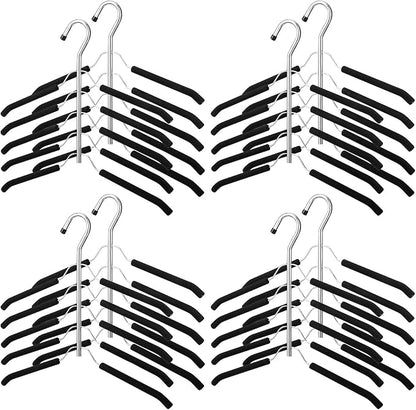Ripeng Space Saving Clothes Hanger 8 Packs 5 in 1 Multi Layer Anti Slip Metal Heavy Duty Stainless Steel Sweater Shirt Clothes Hangers Closet Storage Organizer (Black, Style 1)