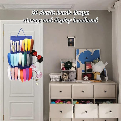 Hanging Headband Holder For Girls,Felt Headband Organizer Headband Storage Holder Organizer For Headband (Without Headbands) (Blue)