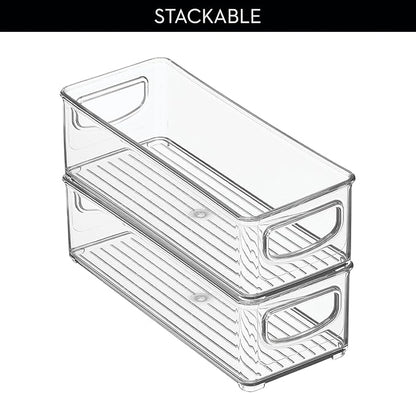 iDesign Plastic Stackable Pantry Bin - Storage Bin with Handles for Cabinets or Fridge - Set of 2 - Clear