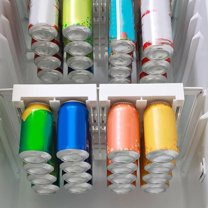 TOPINCN Soda Can Organizer for Refrigerator Shelf, Plastic Hanging Drink Can Organizer Beer Can Holder Space Saving Beverage Can Storage Rack Fridge Storage Sliding Rack Soda Can