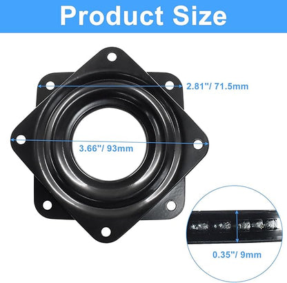 Hordion 2 Pcs 3 Inch Lazy Susan Turntable Bearings, Square Rotating Plate Lazy Susan Hardware Heavy Duty Swivel Plate for Kitchen Dining Table Makeup Holder, Black