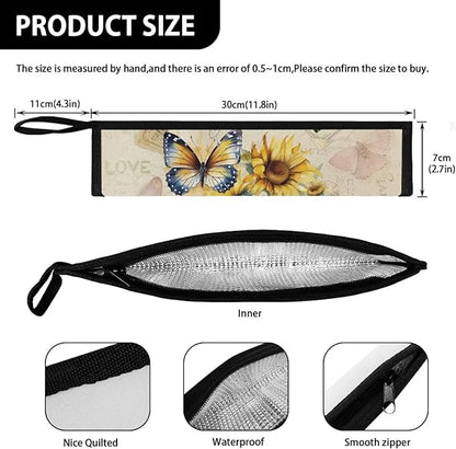 Sunflower Butterfly Cutlery Storage Bag Chopsticks Carry Bag Camping Party Kitchen Tableware Bag Flatware Pouch Case 11.8 Inch Dinnerware Organizer