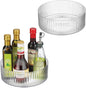 mDesign Fluted Lazy Susan Turntable Plastic Spinner for Kitchen and Bathroom Cabinet, Cupboard, Countertop Organizing, Rotating Organizer for Condiments, Jewelry, Accessories, 9" Round - 2 Pack, Clear