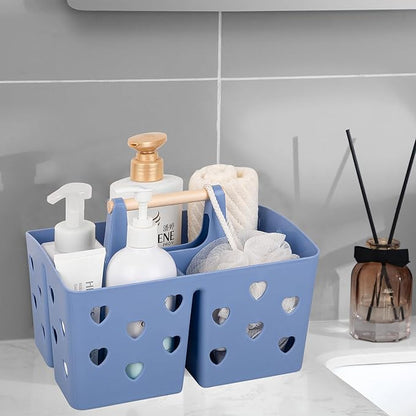 Anyoifax Portable Shower Caddy Plastic Shower Basket Organizer Divided Bathroom Caddy Storage Cleanning Caddy Tote with Handle for College, Dorm Room, Kitchen, Dark Blue