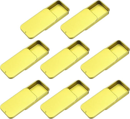 uxcell 8Pcs Slide Top Tin Containers, Mini Metal Empty Tins Box with Sliding Lids, 2.4"x1.3"x0.4" Rectangular Storage Organizers for Lip Balm, Solid Perfume, Small Items, Golden
