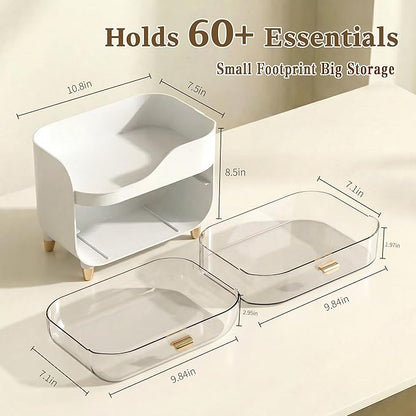 Makeup Organizer for Vanity with Large Smooth Drawers Extra Large Skincare Organizer for Bathroom Countertop and Dresser, Crystal Clear Cosmetic Storage Display Case for Beauty Products