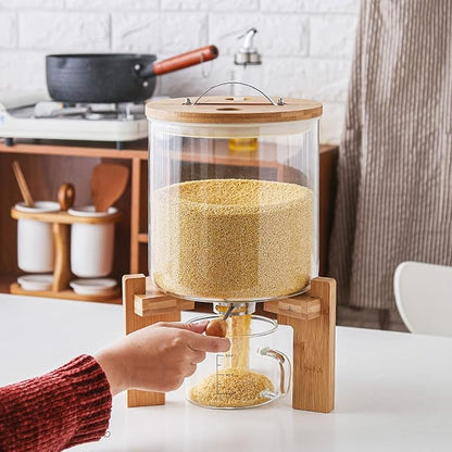 5L/8L Glass Countertop Rice Dispenser, Rice Storage Container with Airtight Lid and Glass Measuring Cup for Kitchen Dining Organization and Pantry Store(Color:7.5L)