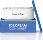 BALCI - Ice Cream Container - 2 Quart - Perfect Reusable Freezer Storage for Homemade Ice Cream Tubs for Sorbet, Frozen Yogurt and Gelato! - Flexible Silicone Lids, Long Scoop, Stackable - Blue
