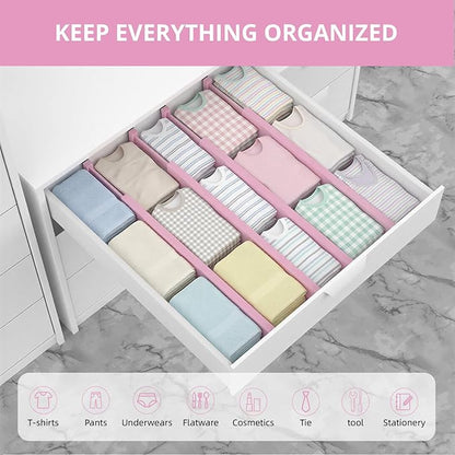 ANTOWIN Expandable Bamboo Drawer Dividers Organizers, Drawer Separators Splitter, 17-22 inches Long Adjustable Spring-loaded Organizer for Large Utensil, Clothes, Tools(Pink)