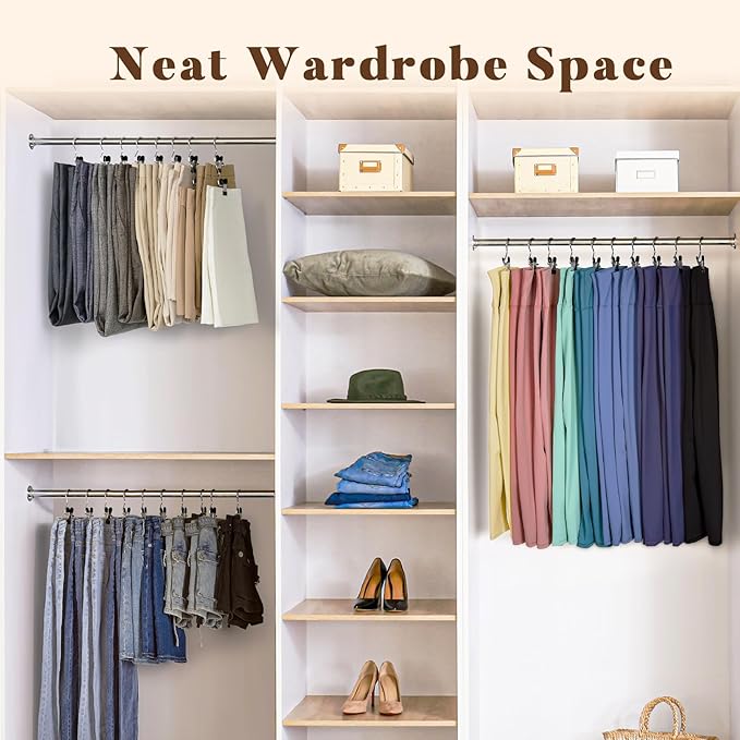 HOUSE DAY Metal Legging Organizer for Closet, Yoga Pants Hangers Pack of 40 with Rubber Coated Clips, Space Saving Storage for Boots, Workout Sets, and Hats