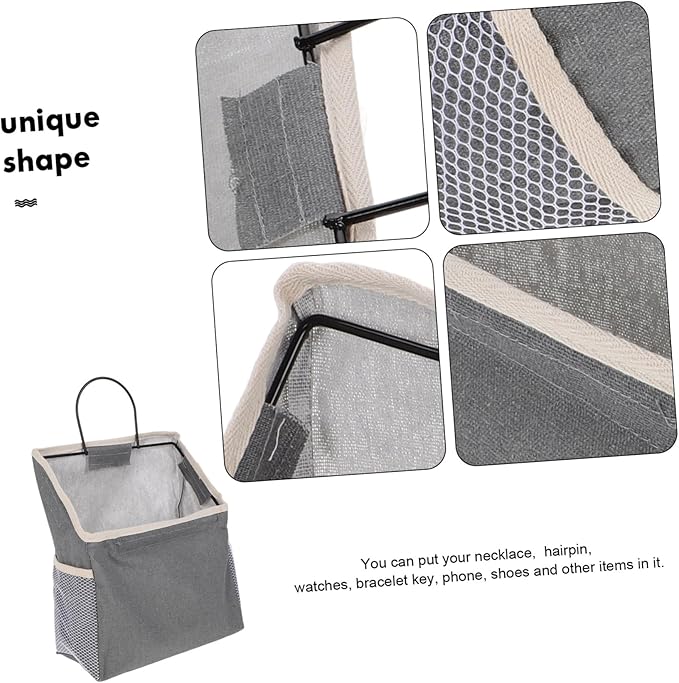 Hemobllo Large Grey Fabric Door Storage Bag Wall Mounted Organizer for Household Items Practical Hanging Magazine and Accessory Organizer Space Saving Tidy Up