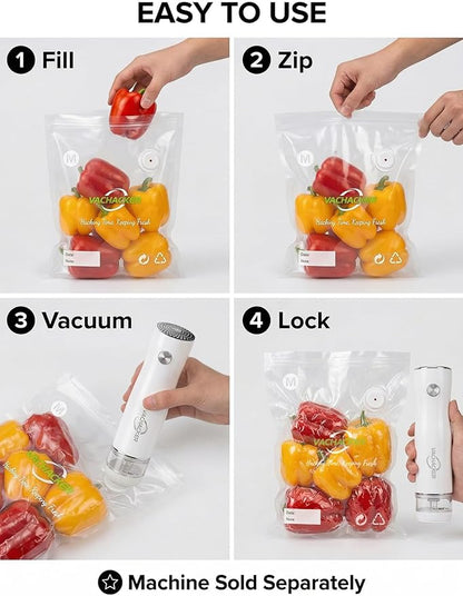 30 Pack Reusable Vacuum Sealer Bags with Valve, 8"x8" BPA Free&Replacement Bags for Handheld Sealer, Perfect Starter Kit Refill, Dishwasher & Freezer Safe