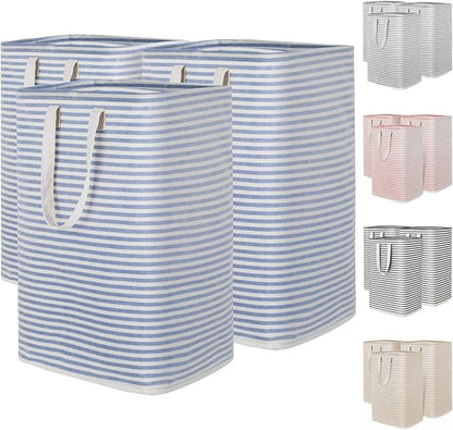 Lifewit 3 Pack Laundry Basket 80L Each, Collapsible Clothes Hamper with Reinforced Handles, Freestanding Waterproof Design for Bedroom and Laundry Room, Blue 240L Total