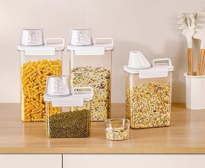 Rice Airtight Dry Food Storage Containers with Pourable Spout,Kitchen Food Cereal Storage Containers with Graduated Cap (1800ML)