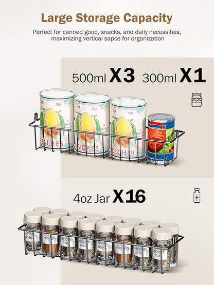 Delamu Over The Door Pantry Organizer, 9-Tier Pantry Door Organizers and Storage with Adjustable Basket, Metal Hanging Spice Rack, Seasoning Organizer, Door Organizer for Home Kitchen Bathroom, Black