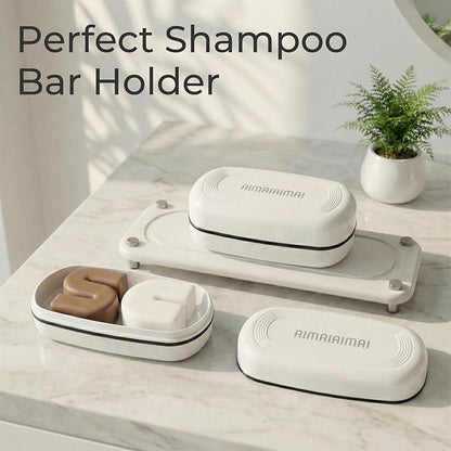 AIMAIAIMAI Shampoo Bar Holder Travel Case for Two Bars – Compatible with Kitsch Solid Shampoo & Conditioner Bars, Large Soap Container for Bathroom or Travel (1 Pack, White Style A-Large)