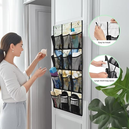 Retro Butterfly Over The Door/Wall Shoe Organizers,Space Saving Hanging Storage Holder,Hanging Shoe Organizer with 12 Mesh Large Pockets,Closet Rack for Home Bedroom Bathroom