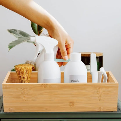 Toilet Tank Paper Basket for Back of Tank Top, Bamboo Bathroom Storage for Organizing (15 x 6 x 4 inch)