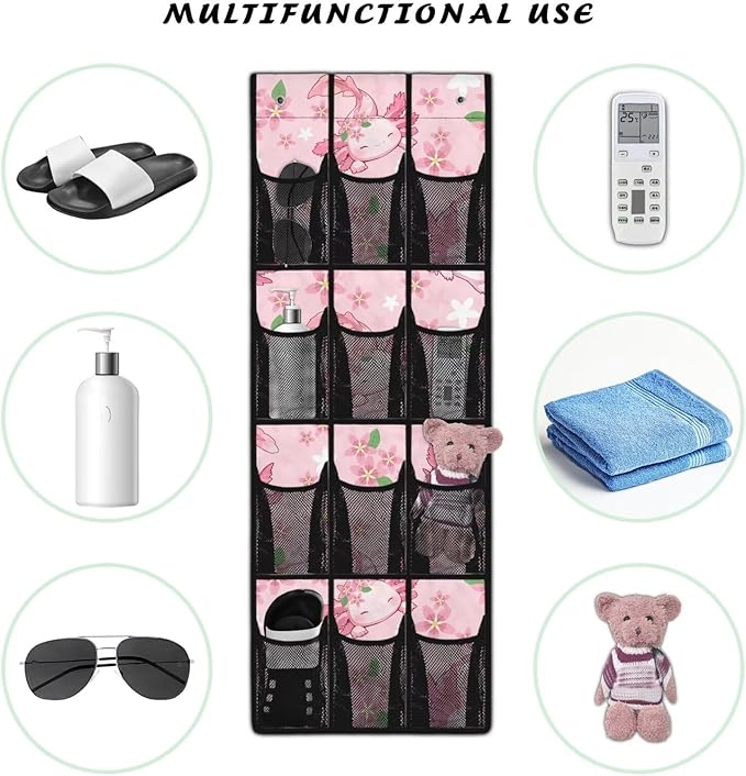 Axolotl Cherry Shoe Organizer Door Hanger,Shoes Hanger Storage Organizer Bag Storage for Small Spaces,Hanging Shoe Storage