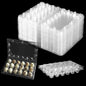 JAPCHET 100 Pack Stackable Plastic Egg Cartons - Reusable, Cheap Bulk, 18 Grid, Quail Egg Container