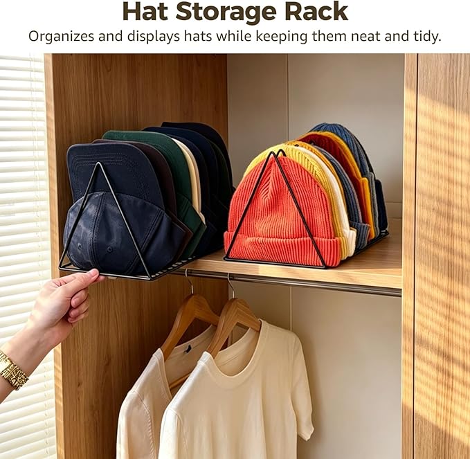 OMISTAR 2 Pcs Metal Hat Display Rack, 9-Grid Beanie Organizer for Home Closet, Space-Saving Knitted Hat Storage Rack Display Stand for Baseball Caps, Winter Caps