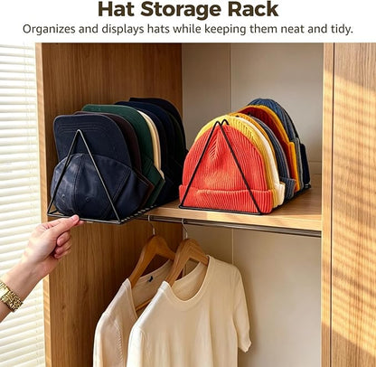 OMISTAR 2 Pcs Metal Hat Display Rack, 9-Grid Beanie Organizer for Home Closet, Space-Saving Knitted Hat Storage Rack Display Stand for Baseball Caps, Winter Caps