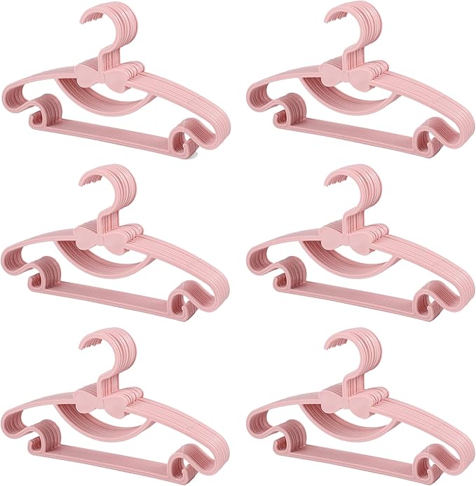 YYaaloa 60pcs Kids Clothes Hangers - Baby & Toddler Plastic Hangers (Pink, 60pcs)