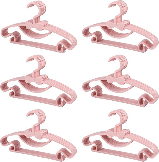 YYaaloa 60pcs Kids Clothes Hangers - Baby & Toddler Plastic Hangers (Pink, 60pcs)