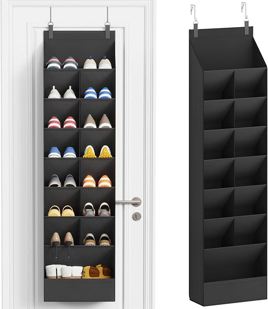 Lifewit 8 Tier Over the Door Shoe Organizer with 15 Large Deep Pockets, Fabric Hanging Shoes Shelf for Closet, Dorm Storage, Fit Up to 16 Pair Shoe Rack Holder for Sneakers, Boots, Black